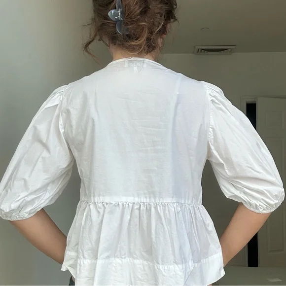 GANNI WHITE BOW BLOUSE - Picture 3 of 7